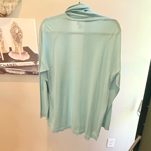 NWOT Carlisle Mint Green Cashmere Open Front Draped Cardigan Size XL MSRP $495 - Picture 9 of 10